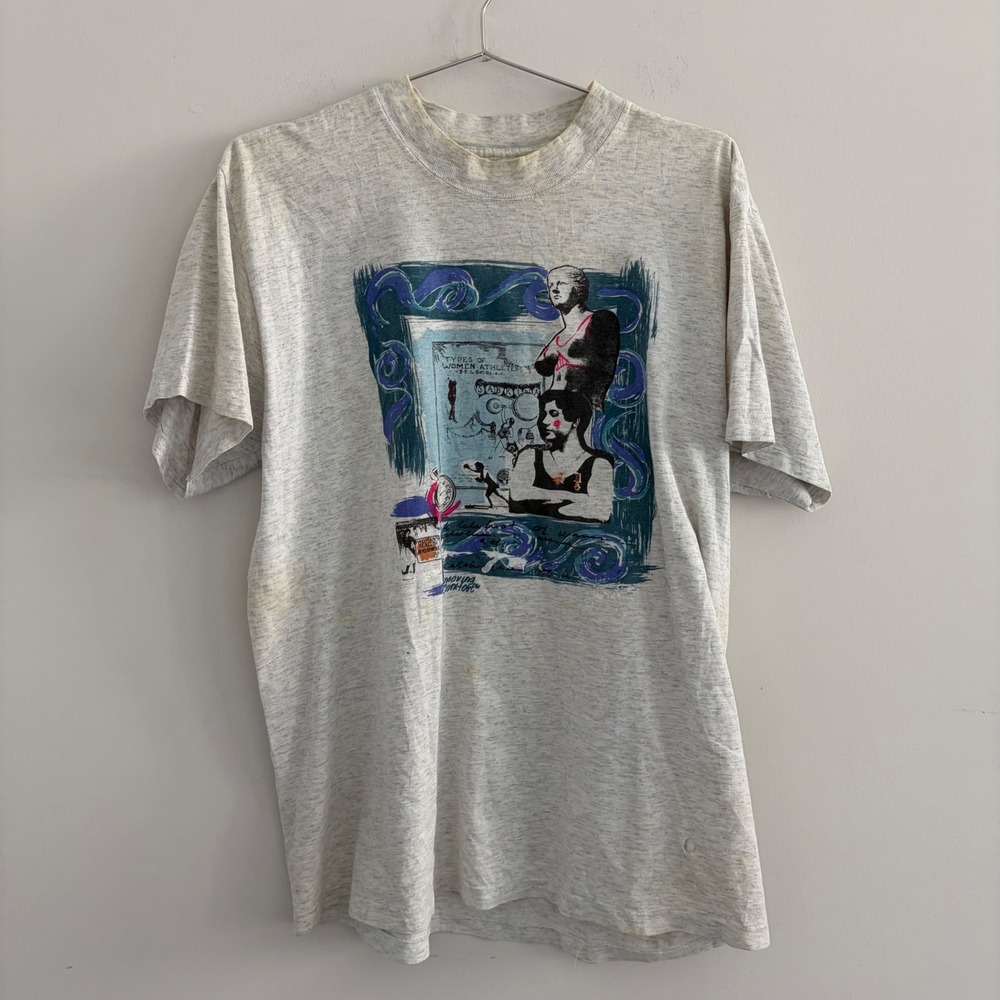 Moving Comfort Vintage Types of Women Athletes Graphic T-Shirt Gray Medium
